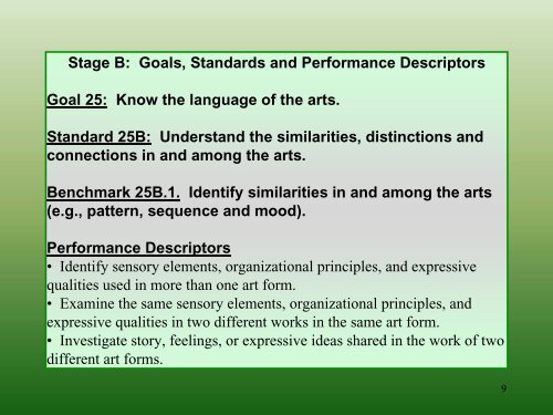 Fine Arts Performance Descriptors and Classroom Assessments