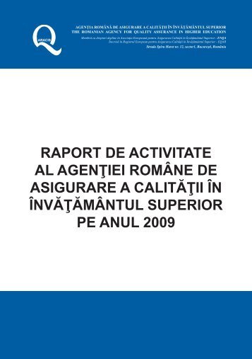 Raport de activitate al ARACIS pe anul 2009