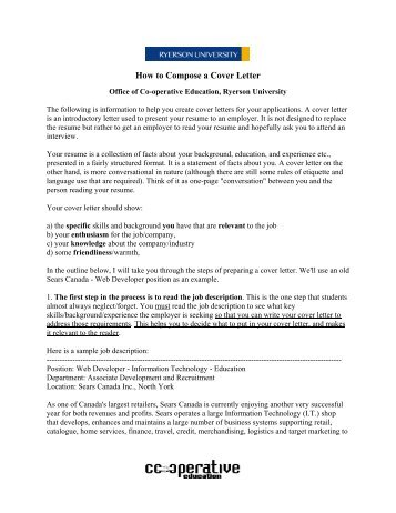 How to Compose a Cover Letter - Ryerson Department of Physics