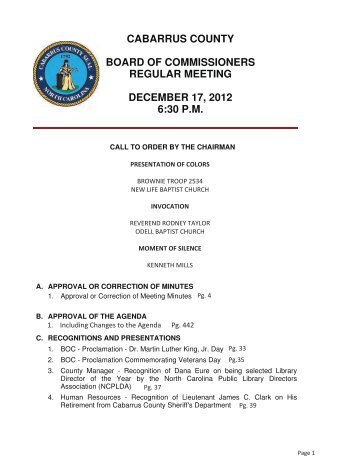 cabarrus county board of commissioners regular meeting december ...