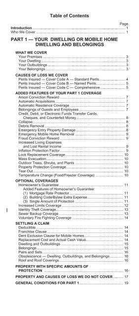 SGI CANADA Policy Booklet - Your Easy Read Home/Mobile Home