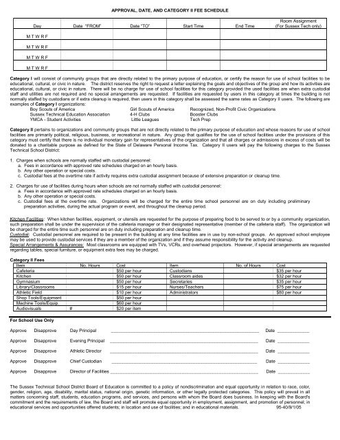 Facility Use Form - Sussex Technical High School