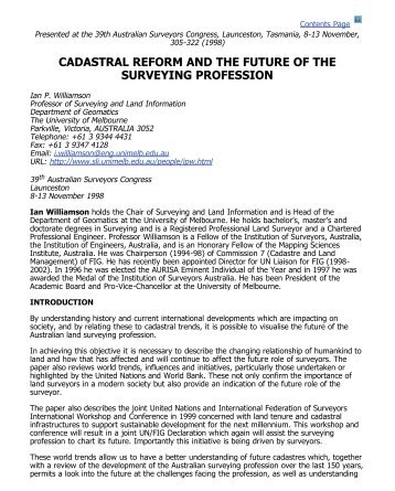 cadastral reform and the future of the surveying profession