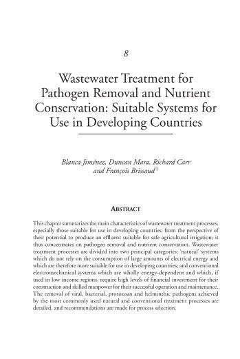 Wastewater Treatment for Pathogen Removal and Nutrient ...