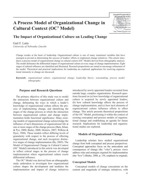 A Process Model of Organizational Change in Cultural Context (OC3 ...