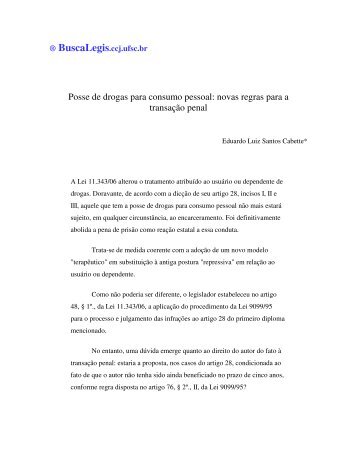 Posse de drogas para consumo pessoal: novas regras ... - BuscaLegis