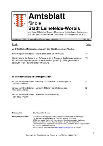 Amtsblatt - Stadt Leinefelde Worbis