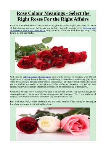 Rose Colour Meanings - Select the Right Roses For the Right Affairs