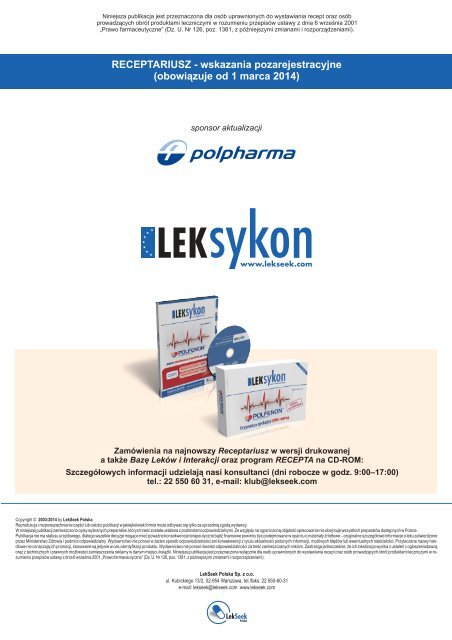 Receptariusz Wskazania Pozarejestracyjne Leksykon