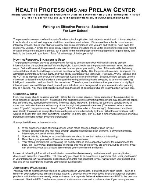 examples of good personal statements for law school