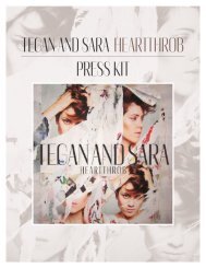 TEGAN AND SARA HEARTTHROB PRESS KIT