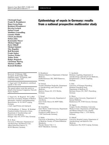 Epidemiology of sepsis in Germany - Institut für Medizinische ...
