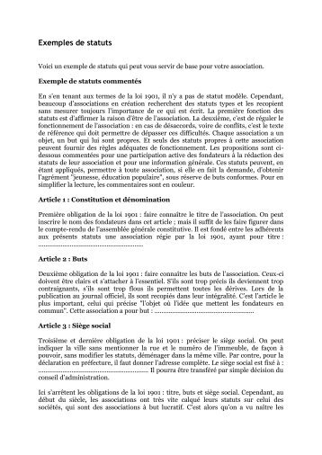 Exemples de statuts - Extranet FFVB