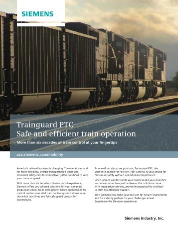 Trainguard PTC Safe and efficient train operation - Siemens