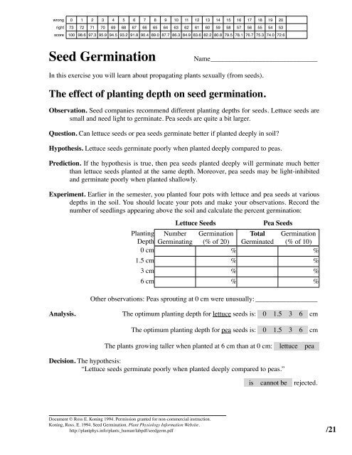 Seed Germination - Home Page for Ross Koning