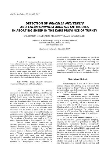 detection of brucella melitensis and chlamydophila abortus antibodies
