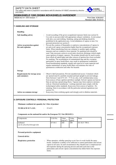 msds sigmashield 1200 hardener - SIGMA PAINTS