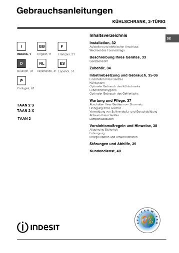 Gebrauchsanleitungen - Indesit