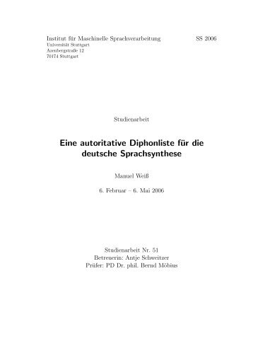 Eine autoritative Diphonliste für die deutsche Sprachsynthese