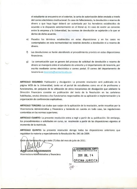 ResoluciÃ³n -No. SO - Universidad del Norte