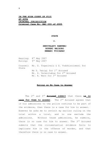 State v Senivalati Ramuwai and Others HAC033X.05S - Law Fiji