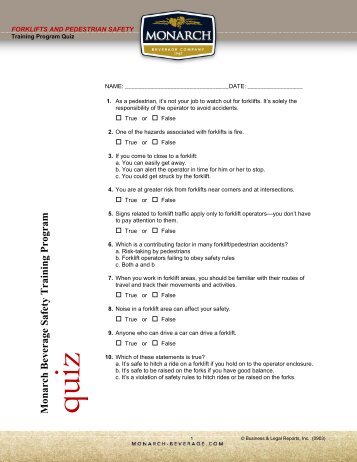Forklifts and Pedestrian Safety - Monarch Beverage