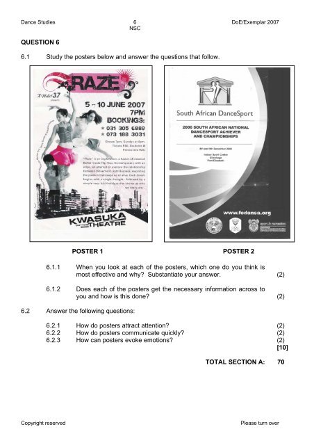 Dance Studies Grade 12 Exemplar Paper 1 - Thutong
