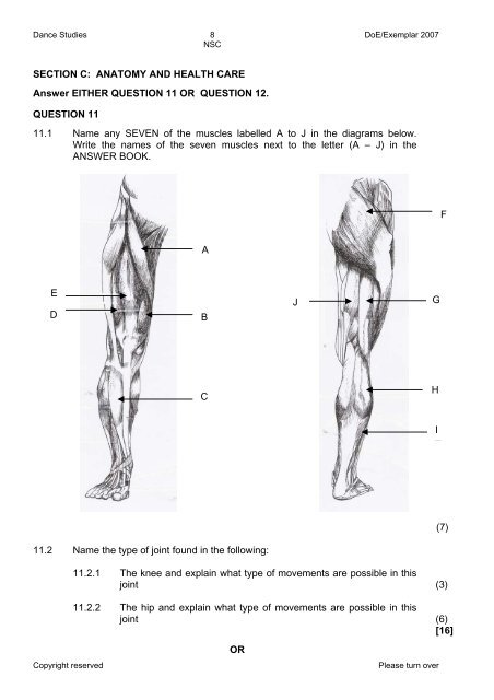Dance Studies Grade 12 Exemplar Paper 1 - Thutong