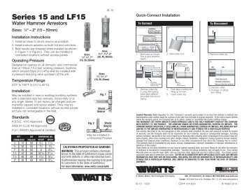 Installation Instructions - Watts Water Technologies, Inc.