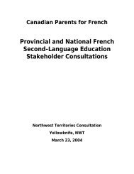Northwest Territories - Canadian Parents for French