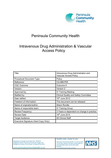 Intravenous Drug Administration and Vascular Access Policy