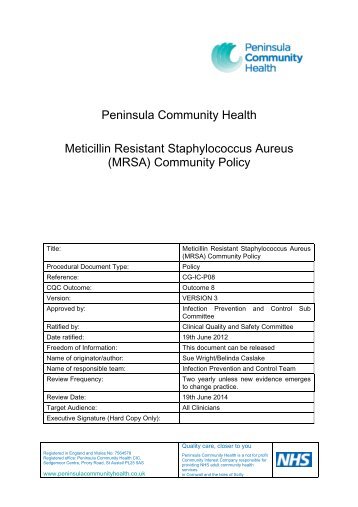 (MRSA) Community Policy - the Royal Cornwall Hospitals Trust ...