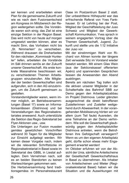 Informationsblatt der Region Basel Ausgabe 01/11 - syndicom ...