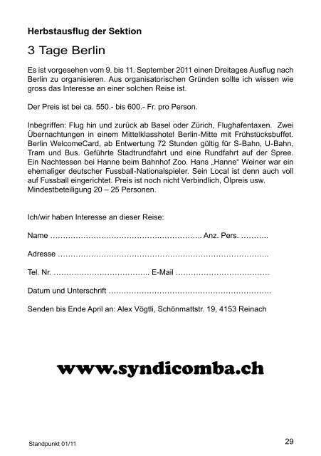 Informationsblatt der Region Basel Ausgabe 01/11 - syndicom ...