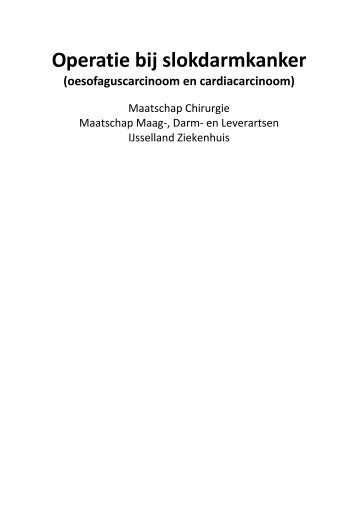 Slokdarmoperatie bij kanker - IJsselland Ziekenhuis