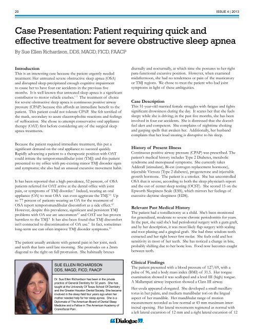 In this issue - The American Academy of Dental Sleep Medicine
