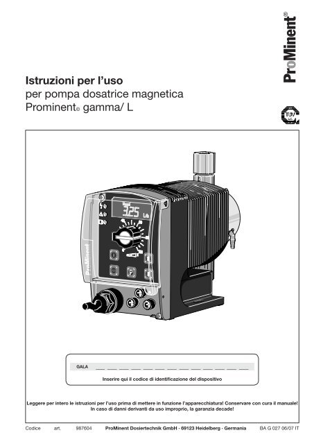 Pompa dosatrice elettromagnetica analogica a dosaggio costante con Pompa dosatrice elettromagnetica analogica a dosaggio costante con