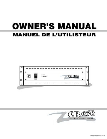 OWNER'S MANUAL - Yorkville Sound