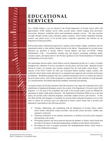 EDUCATIONAL SERVICES - Florida Department of Juvenile Justice
