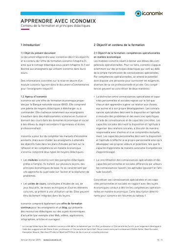 Apprendre avec iconomix - Contenu de la formation et principes ...