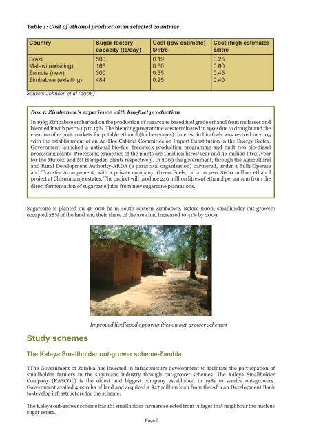 Assessment of sugarcane outgrower schemes for