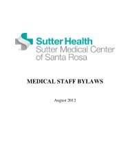 MEDICAL STAFF BYLAWS - Sutter Medical Center of Santa Rosa