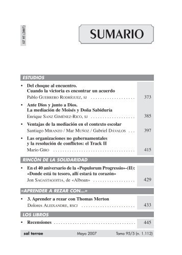 SUMARIO - Editorial Sal Terrae