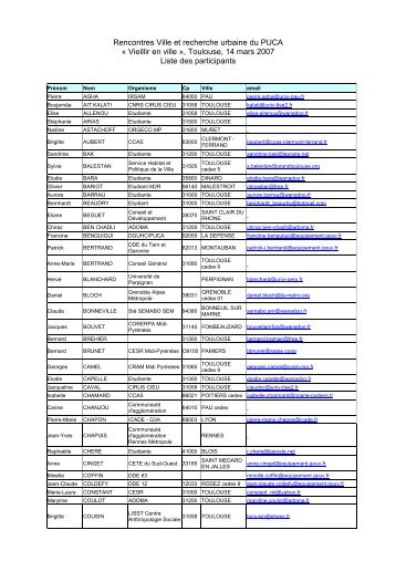 Rencontres Ville et recherche urbaine du PUCA Â« Vieillir en ville ...