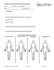 Healing Touch Session Documentation - Healing Touch Program