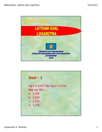 LATIHAN SOAL LOGARITMA - Blogs Unpad - Universitas Padjadjaran