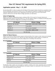 New UC Merced TAG requirements for Spring 2012. - Mission College