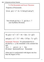 HA2: 7-4 Remainder and Factor Theorems