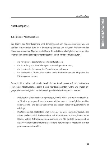 Gemeinsam die Promotion gestalten - UniversitÃ¤t des Saarlandes