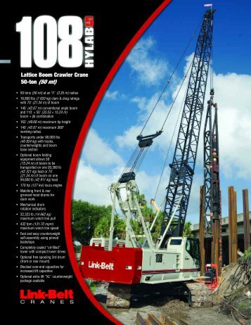 Lattice Boom Crawler Crane 50-ton (50 mt) - Link-Belt Construction ...
